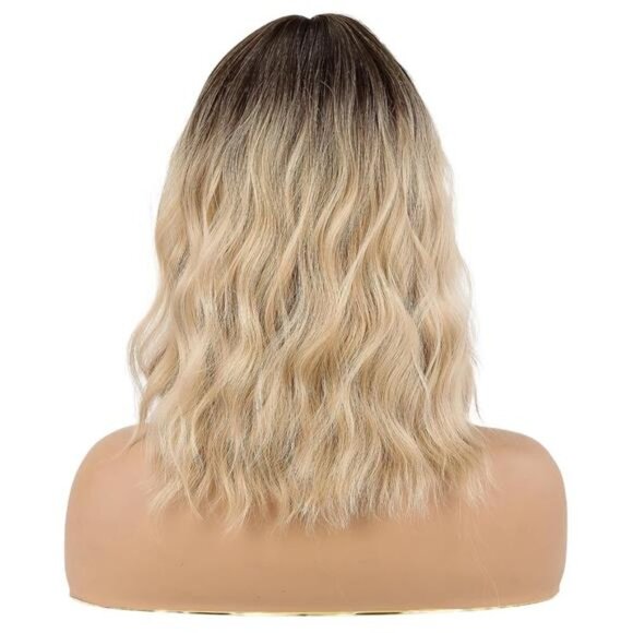 Wigs for Women Layered Synthetic Hair Wig with Highlight -  Blonde with Dark Roo